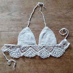 Solkissed White Crochet Swim Top Knit Bralette